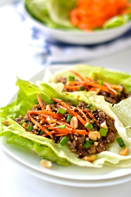 Healthy Asian Lettuce Wraps from apple-of-my-eye.com on foodiecrush.com