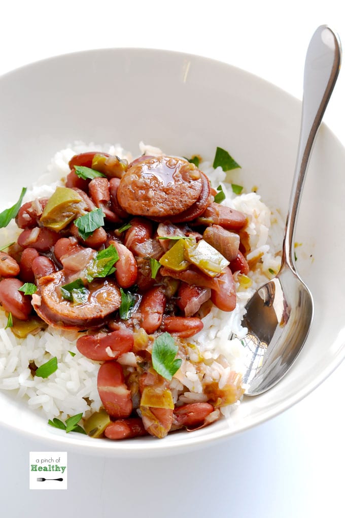 Instant Pot Red Beans and Rice from apinchofhealthy.com on foodiecrush.com