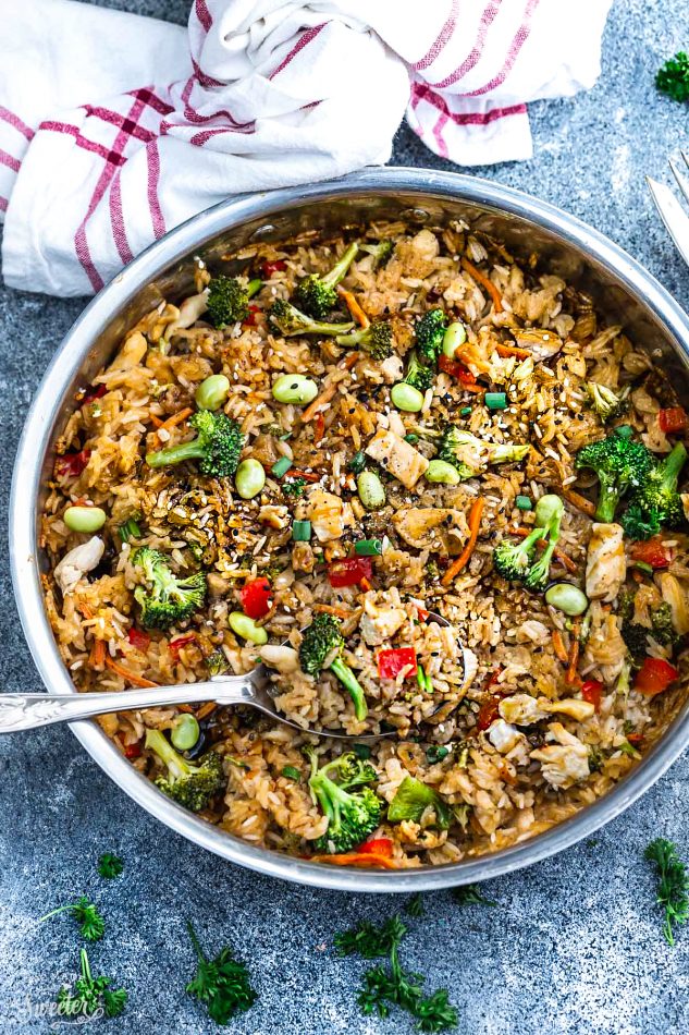 One Pot Teriyaki Rice with Chicken & Vegetables from lifemadesweeter.com on foodiecrush.com