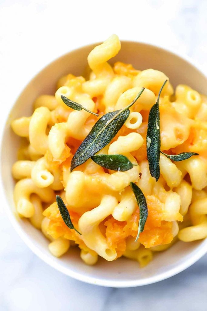 Instant Pot Butternut Squash Macaroni and Cheese with Fried Sage | foodiecrush.com