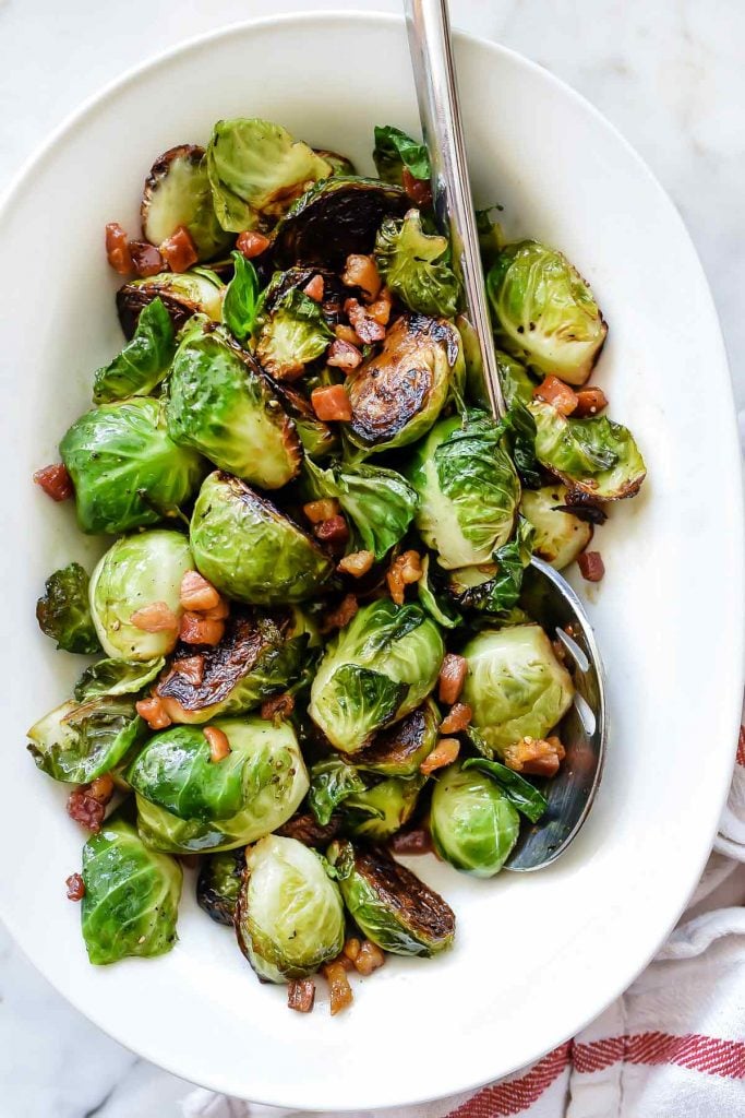 Pan Roasted Brussels Sprouts with Pancetta | foodiecrush.com