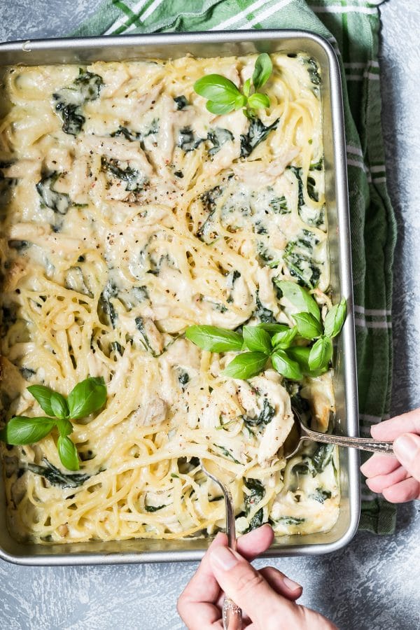 Chicken Tetrazzini with Spinach and Parmesan from foodnessgracious.com on foodiecrush.com