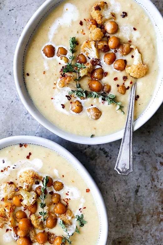 Roasted Cauliflower and Chickpea Soup from floatingkitchen.net on foodiecrush.com