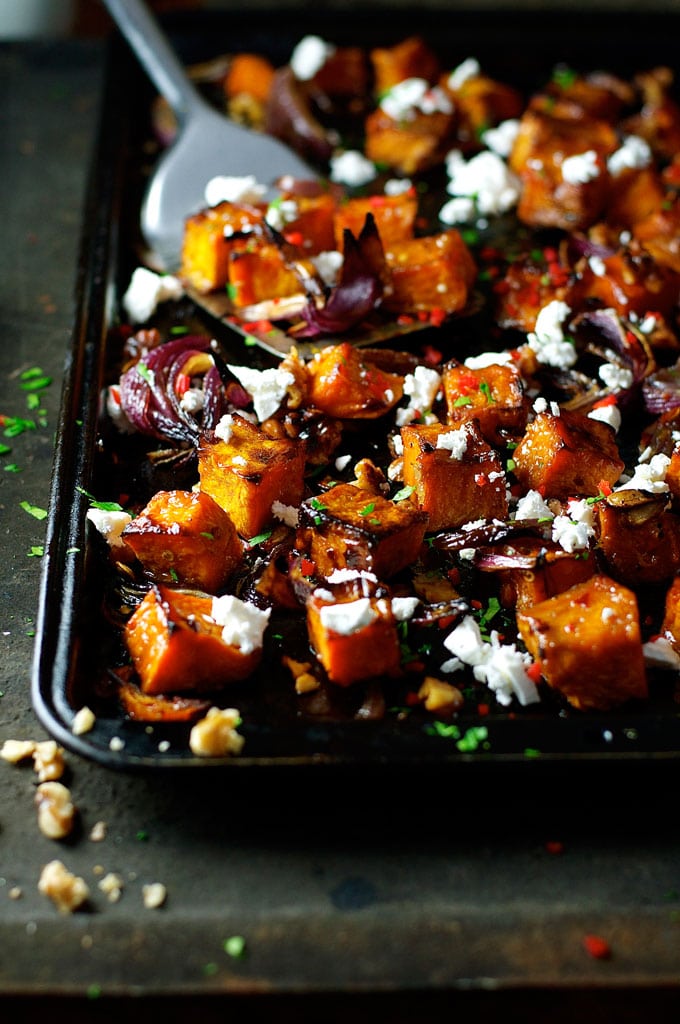 Roasted Pumpkin with Maple, Chili and Feta from recipetineats.com on foodiecrush.com