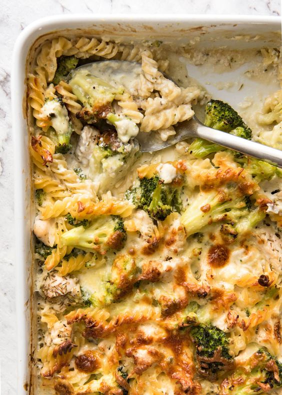 Ultra Lazy Healthy Chicken and Broccoli Pasta Bake from recipetineats.com on foodiecrush.com