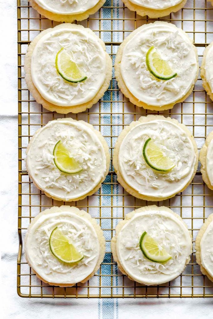 Coconut and Lime Frosted Soft Sugar Cookies | foodiecrush.com #cookies #easy #recipes #sugar #christmas 