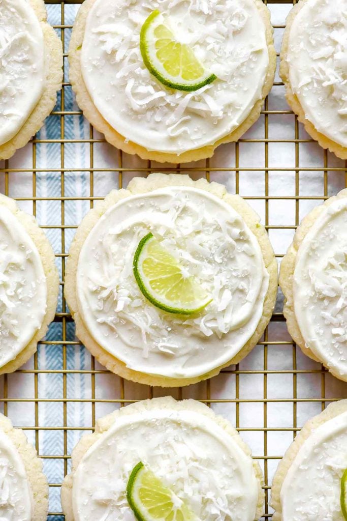 Coconut and Lime Frosted Soft Sugar Cookies | foodiecrush.com #cookies #easy #recipes #sugar #christmas 