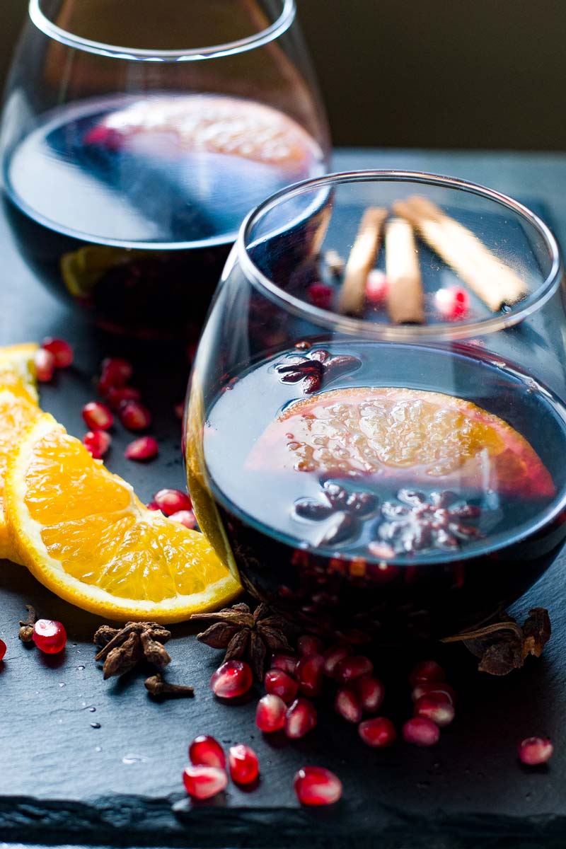Slow Cooker Spiced Mulled Wine with Pomegranate from wanderspice.com on foodiecrush.com