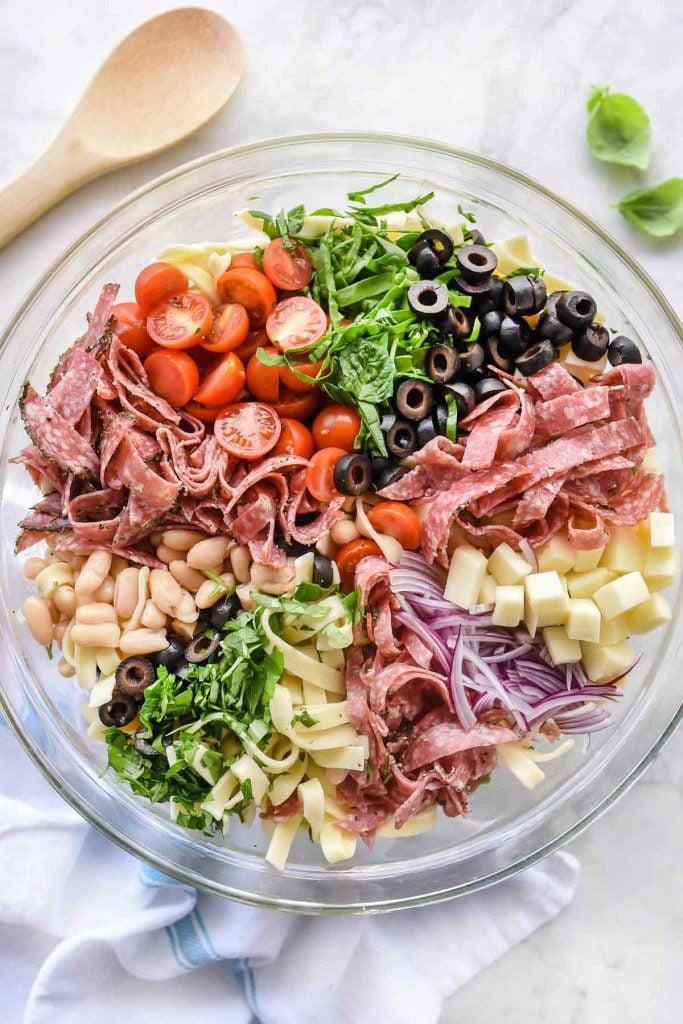 Tuscan Pasta Salad | foodiecrush.com #pasta #salad #recipes #salami #cheese