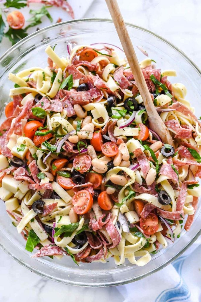 Tuscan Pasta Salad | foodiecrush.com #pasta #salad #recipes #salami #cheese