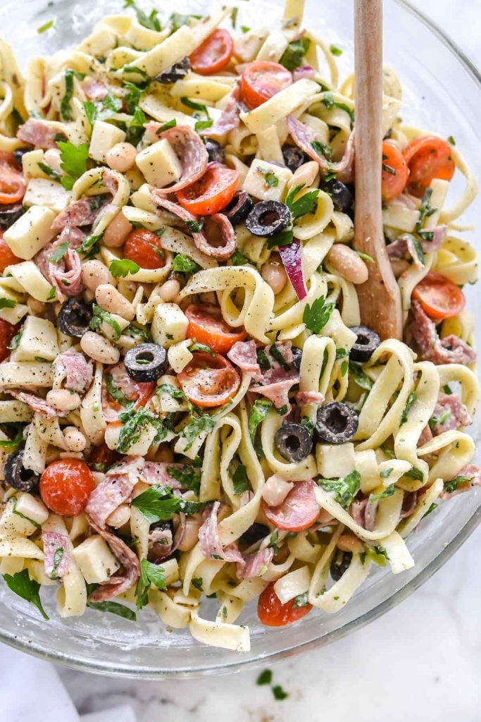 Creamy Tuscan Pasta Salad Tuscan Pasta Salad | everydaydeliciouskitchen.com #pasta #salad #recipes #salami #cheese