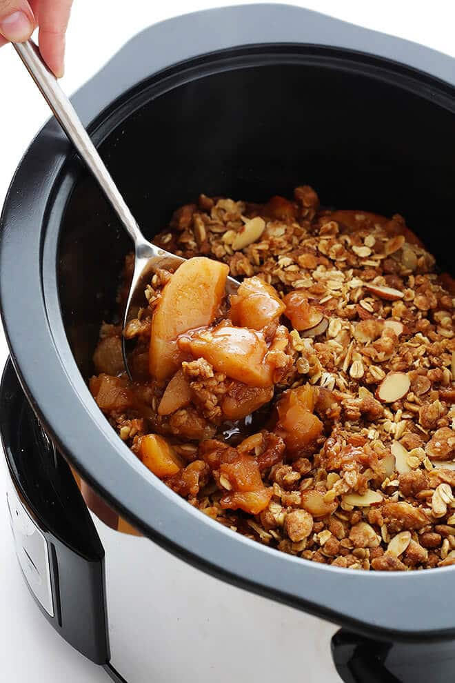 Slow Cooker Apple Crisp from gimmesomeoven.com on foodiecrush.com