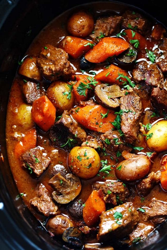 Slow Cooker Beef Bourguignon from therecipecritic.com on foodiecrush.com