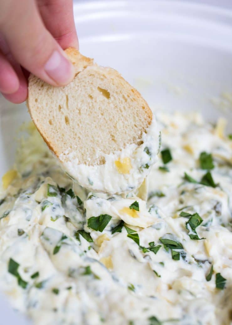 Slow Cooker Spinach Artichoke Dip from iheartnaptime.net on foodiecrush.com