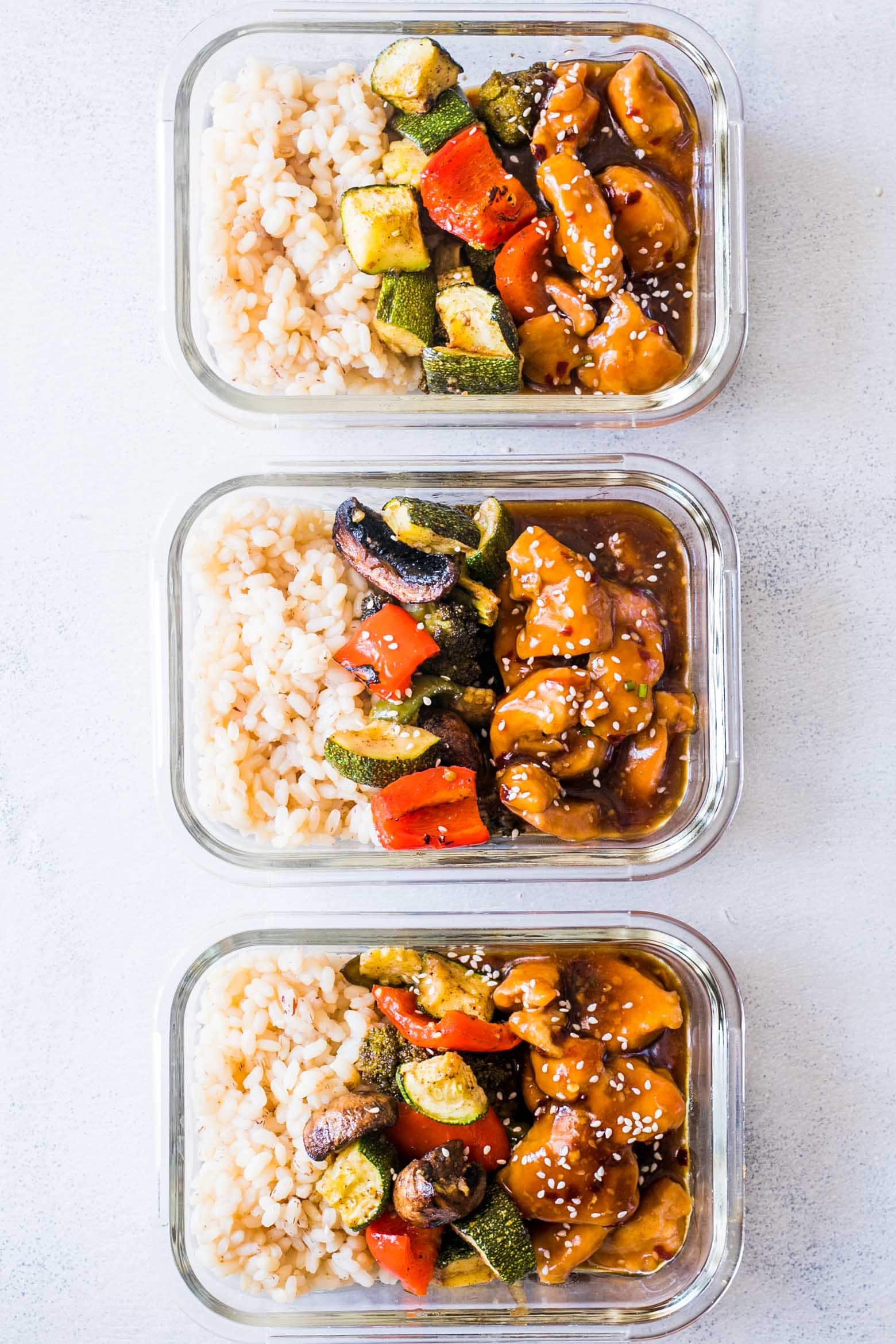 Teriyaki Chicken Stir Fry Meal Prep Lunch Boxes from myfoodstory.com on foodiecrush.com