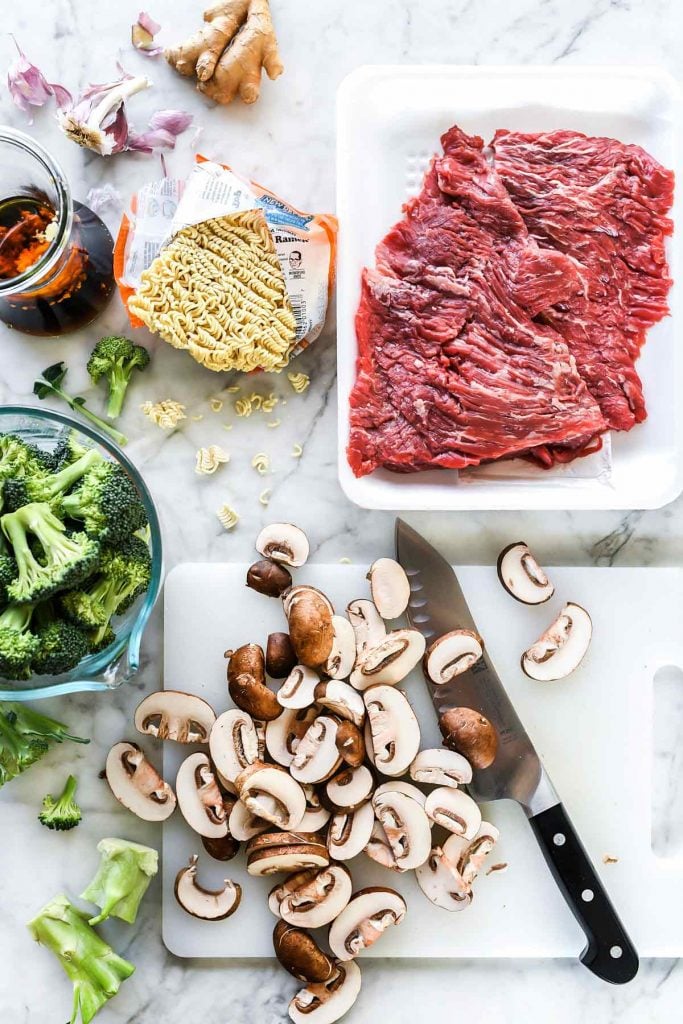 Asian Marinated Steak with Ramen Noodles | foodiecrush.com #steak #asian #marinade #ramen #noodles #stirfry