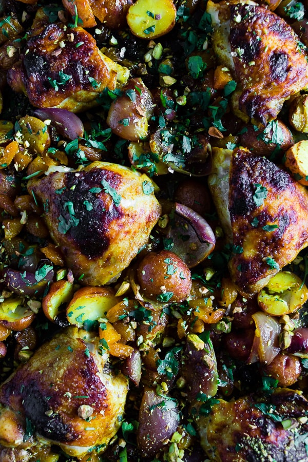 Sheet Pan Moroccan Chicken and Potatoes from nutmegnanny.com on foodiecrush.com 