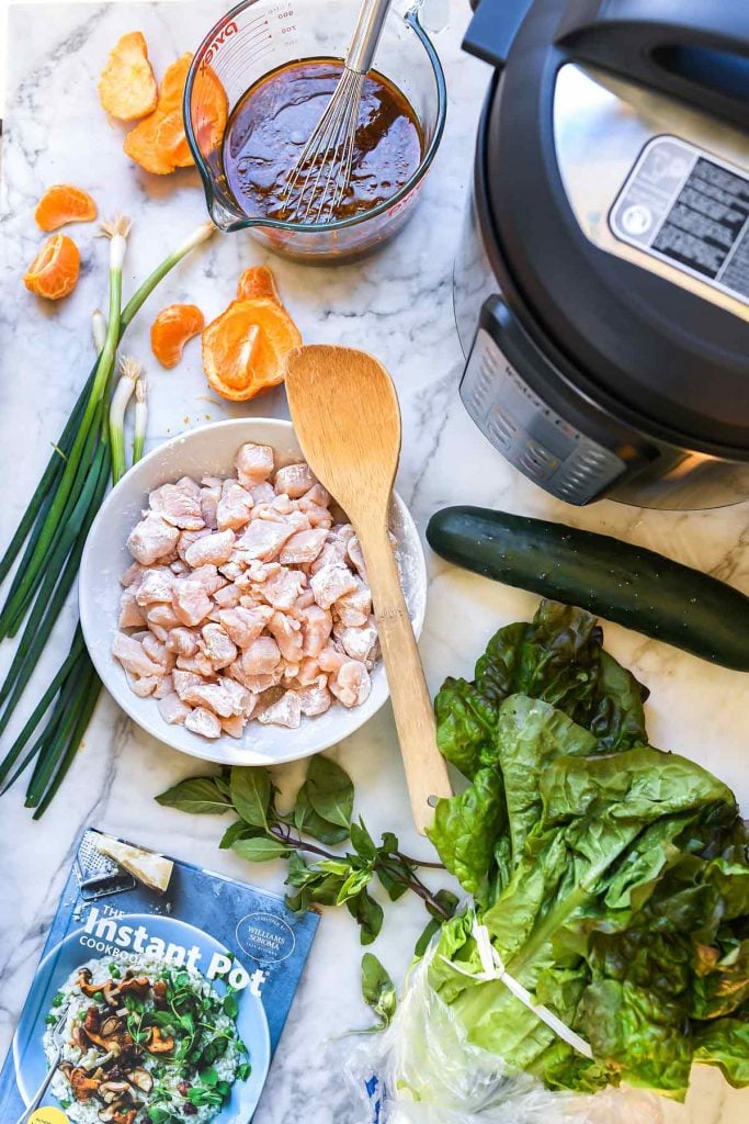 Instant Pot Orange Chicken Lettuce Wraps | foodiecrush.com #instantpot #chicken #asian #lettuceswrap #healthy #recipes