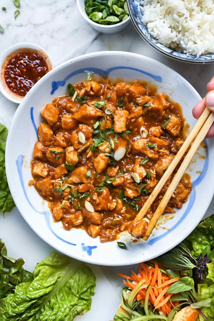 Instant Pot Orange Chicken Lettuce Wraps | foodiecrush.com #instantpot #chicken #asian #lettuceswrap #healthy #recipes