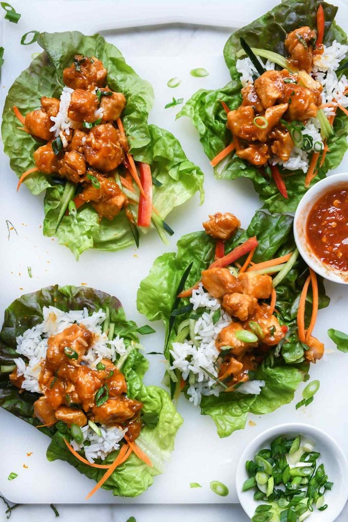 Instant Pot Orange Chicken Lettuce Wraps | foodiecrush.com #instantpot #chicken #asian #lettuceswrap #healthy #recipes