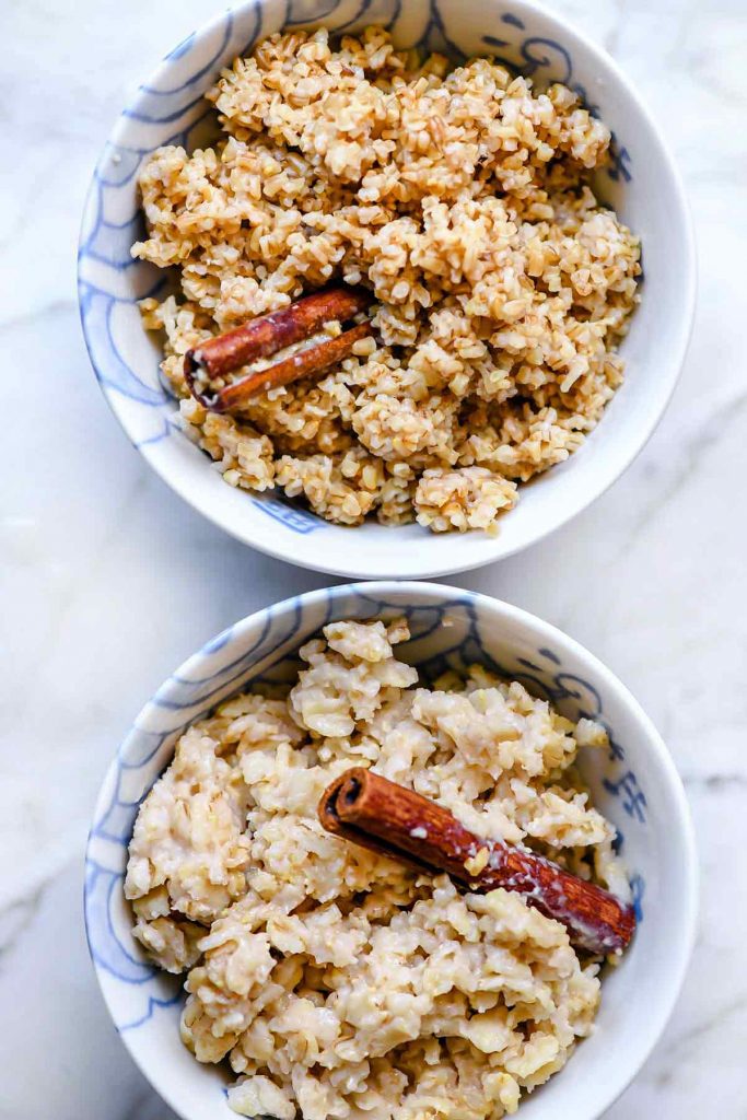 two bowls of instant pot oatmeal