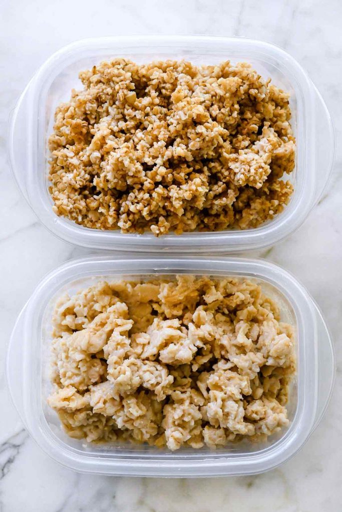 two tupperware containers of instant pot oatmeal