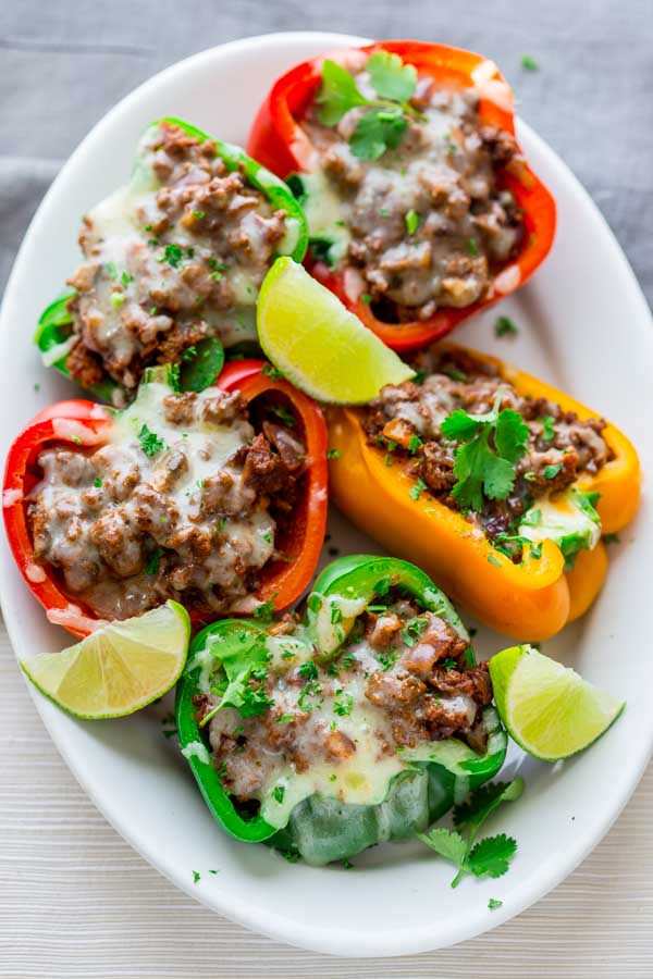 Low Carb Mexican Stuffed Peppers from healthyseasonalrecipes.com on foodiecrush.com