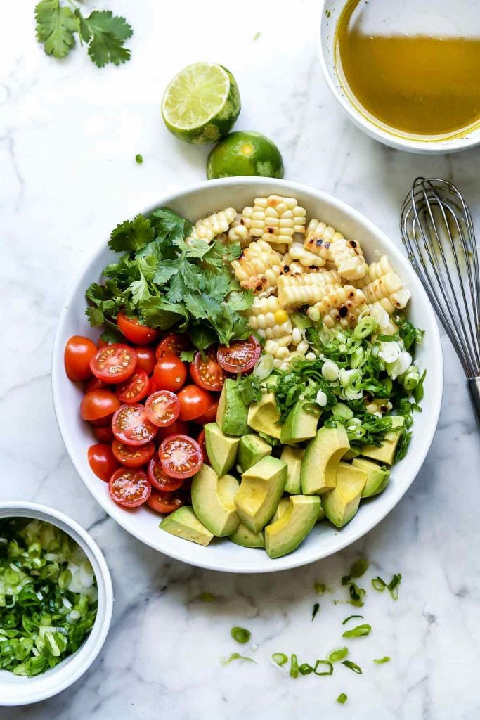 Grilled Corn, Tomato and Avocado Salad | foodiecrush.com #salad #tomato #avocado #corn #summer #recipes