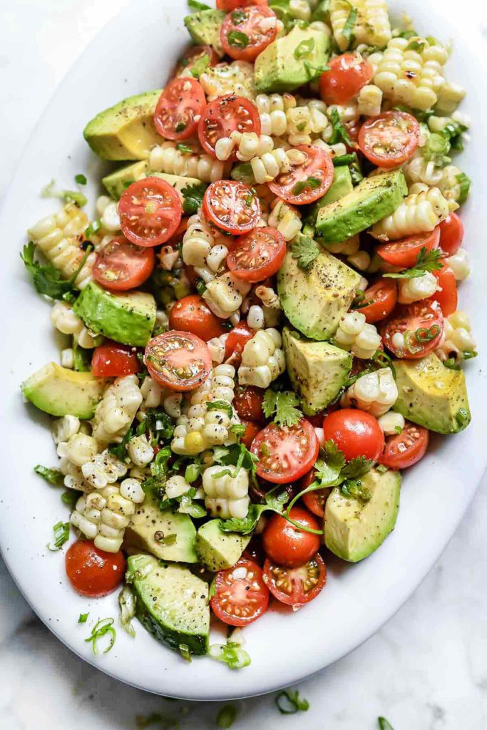 Grilled Corn, Tomato and Avocado Salad from foodiecrush.com on foodiecrush.com