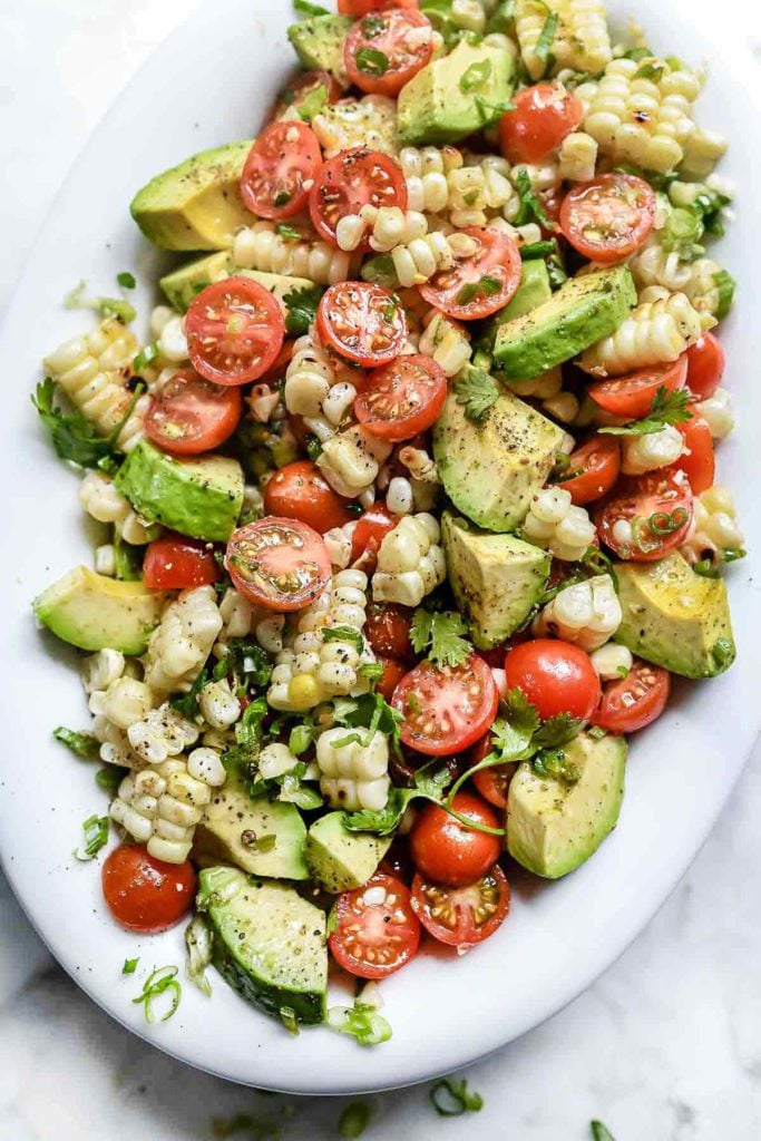 Grilled Corn, Tomato and Avocado Salad | foodiecrush.com #salad #tomato #avocado #corn #summer #recipes