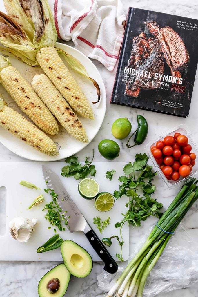 Ingredients for Grilled Corn, Tomato and Avocado Salad Dressing | foodiecrush.com #salad #tomato #avocado #corn #summer #recipes