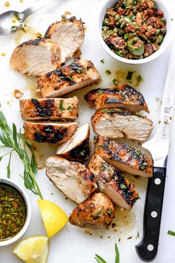 Mediterranean Grilled Balsamic Chicken with Olive Tapenade | foodiecrush.com #chicken #balsamic #grill #Mediterranean #recipes