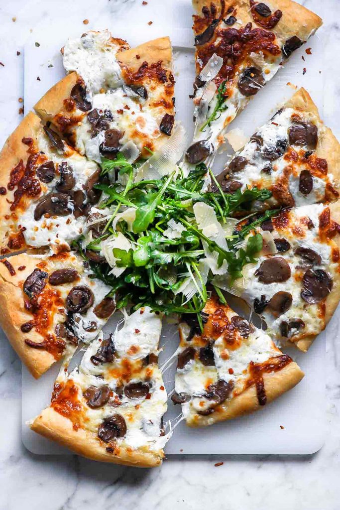 Truffled Mushroom Pizza | foodiecrush.com #pizza #truffles #mushrooms #recipes