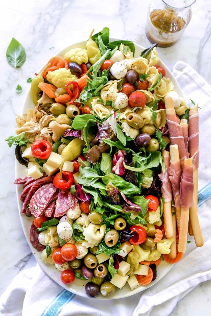 Antipasto Salad Platter | foodiecrush.com #antipasto #salad #platter #Italian #olives 