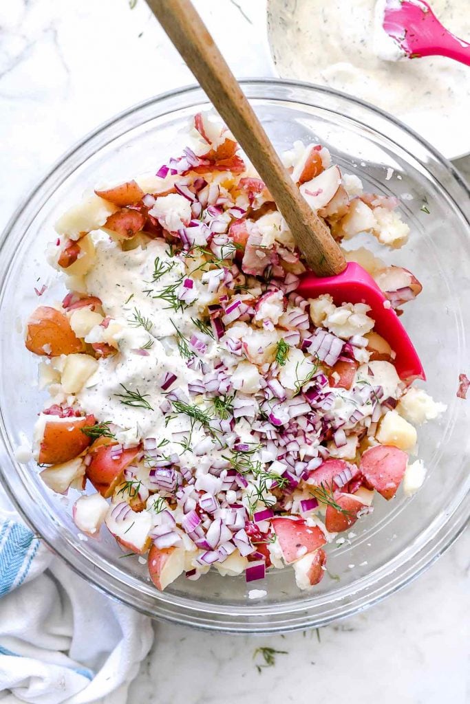 Creamy Dill Potato Salad | foodiecrush.com #potatosalad #salad #recipes #side #dill #potato