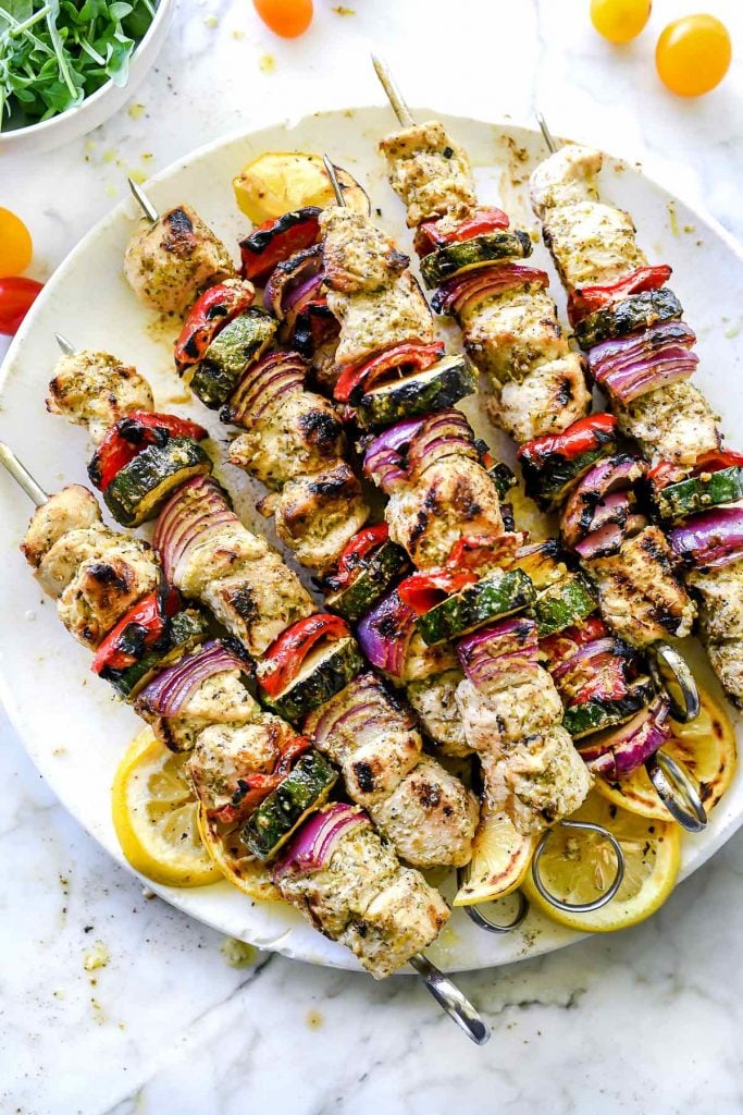 Greek Chicken Kebabs | foodiecrush.com #chicken #grill #chicken #kebab