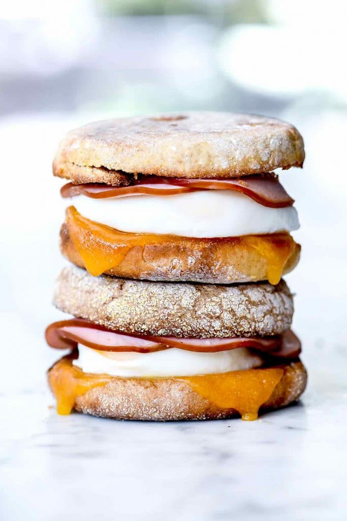 Healthy Homemade Egg McMuffin Recipe | foodiecrush.com #healthy #homemade #breakfast #sandwich #freezer #mcmuffin