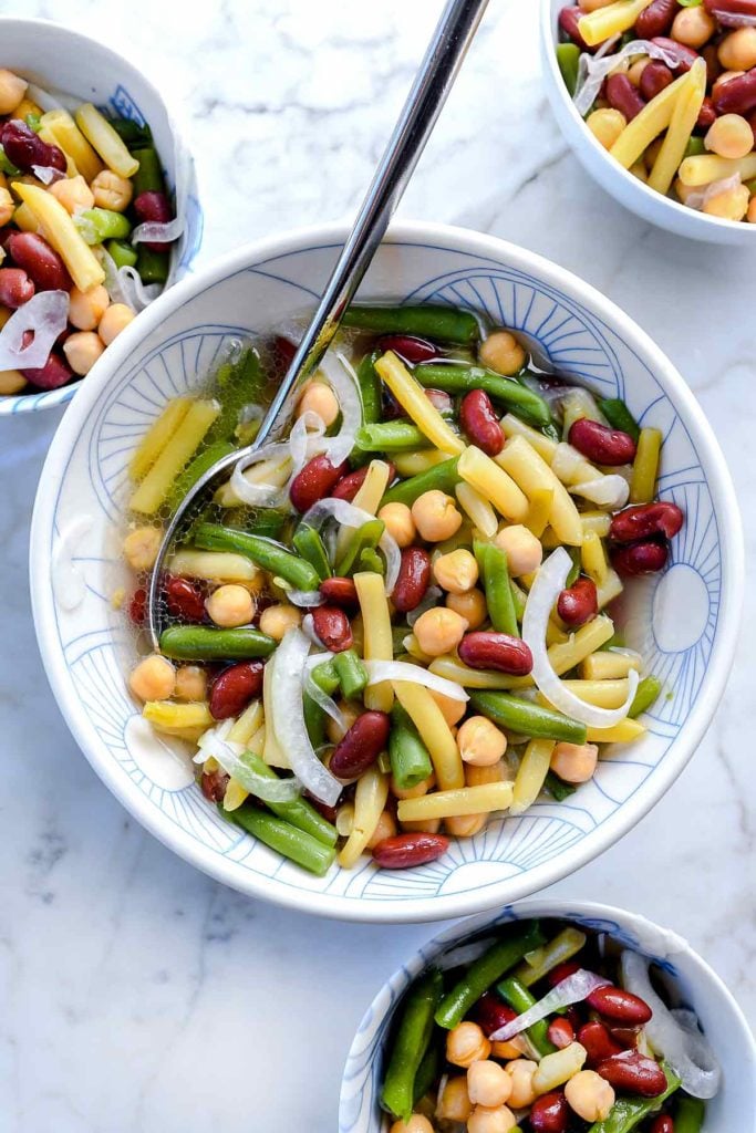 Three Bean Salad Recipe | foodiecrush.com #recipes #salad #bean #easy #classic #best