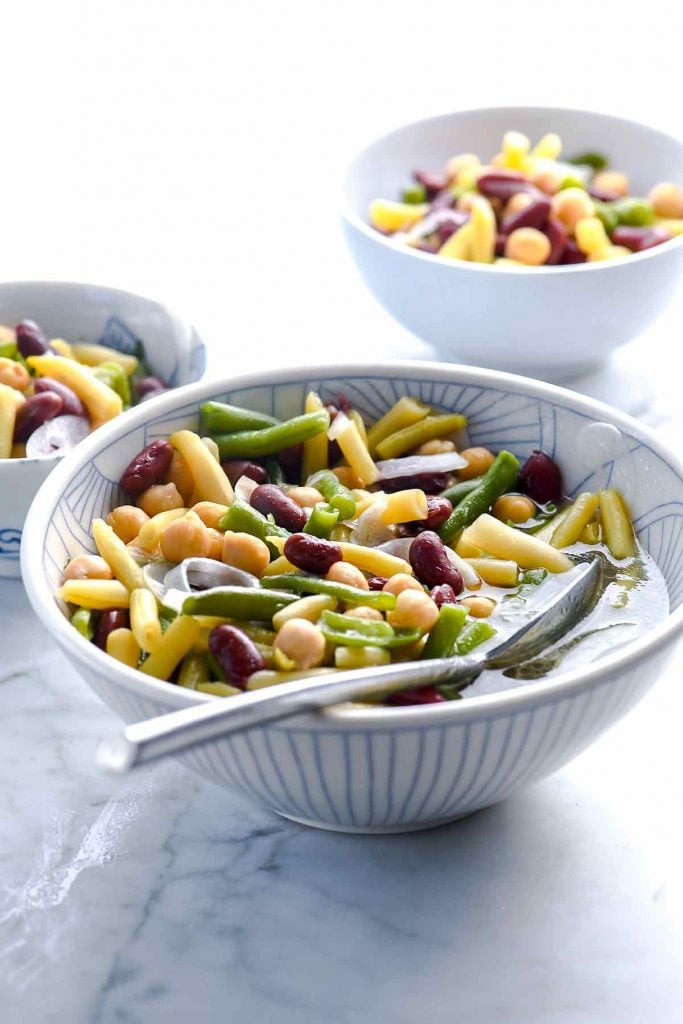 Three Bean Salad Recipe | foodiecrush.com #recipes #salad #bean #easy #classic #best