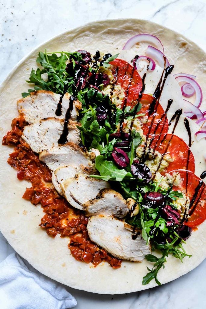 Italian Chicken Wrap Sandwich | foodiecrush.com #italian #chicken #lunch #wrap