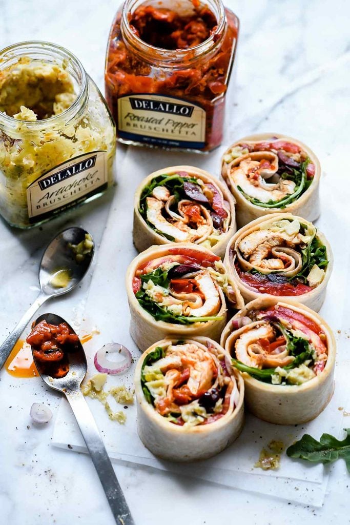 Italian Chicken Wrap Sandwich | foodiecrush.com #italian #chicken #lunch #wrap