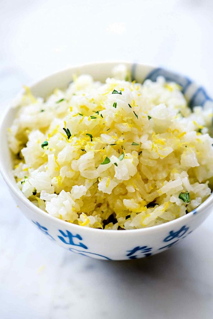 Lemon Rice Recipe | foodiecrush.com #white #rice #lemon #side #recipes 