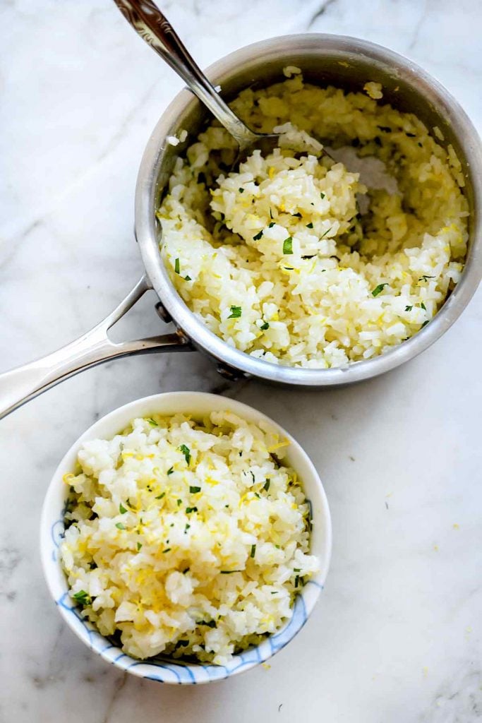 Lemon Rice Recipe | foodiecrush.com #white #rice #lemon #side #recipes 