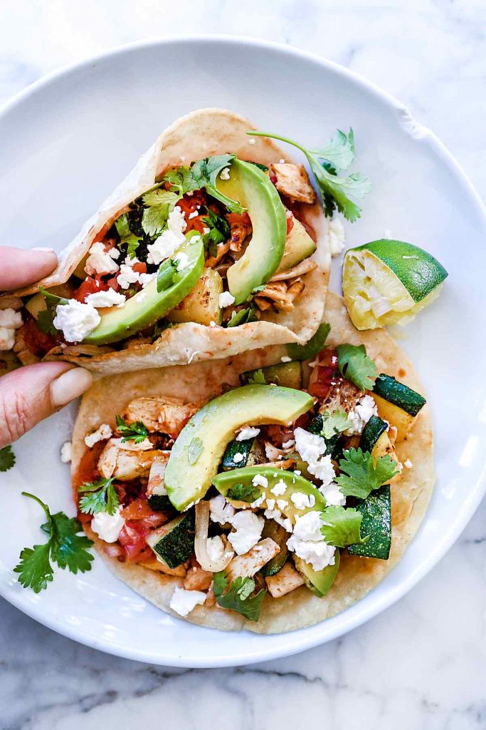 shredded chicken tacos with zucchini