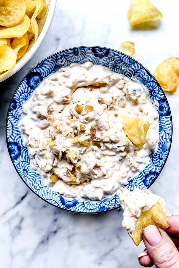 French Onion Dip | foodiecrush.com #easy #homemade #recipes #french #onion #dip #greekyogurt