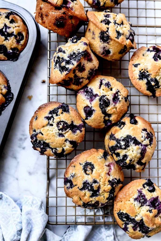 best blueberry muffins on wire cooling rack