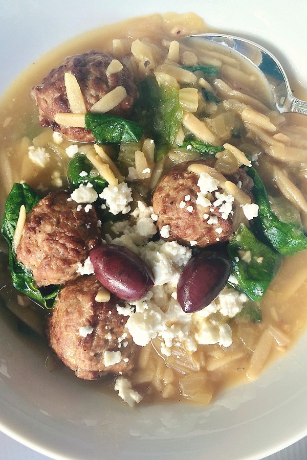 Slow Cooker Mediterranean Meatball Soup from Reluctant Entertainer on foodiecrush.com