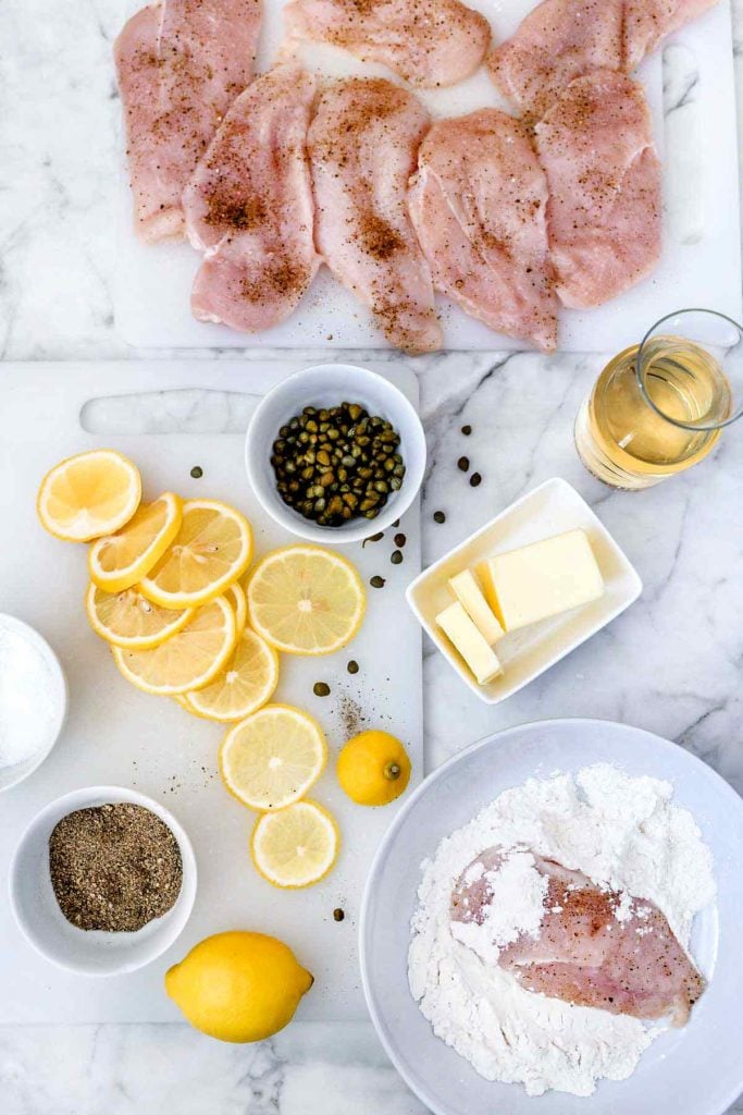 Chicken Piccata Recipe Ingredients foodiecrush.com #healthy #easy #lemon #recipes #chicken