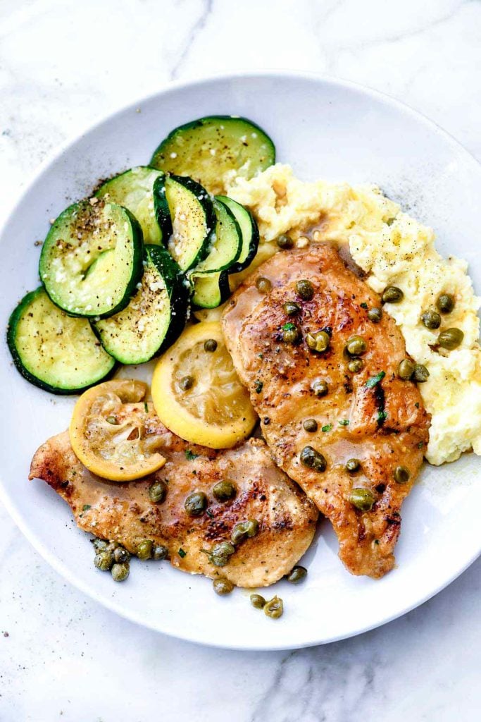 Chicken Piccata Recipe foodiecrush.com #healthy #easy #lemon #recipes #chicken