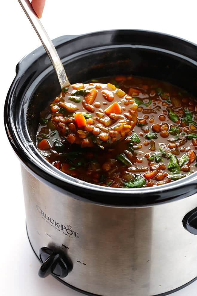 Slow Cooker Curried Lentil Soup from Gimme Some Oven on foodiecrush.com